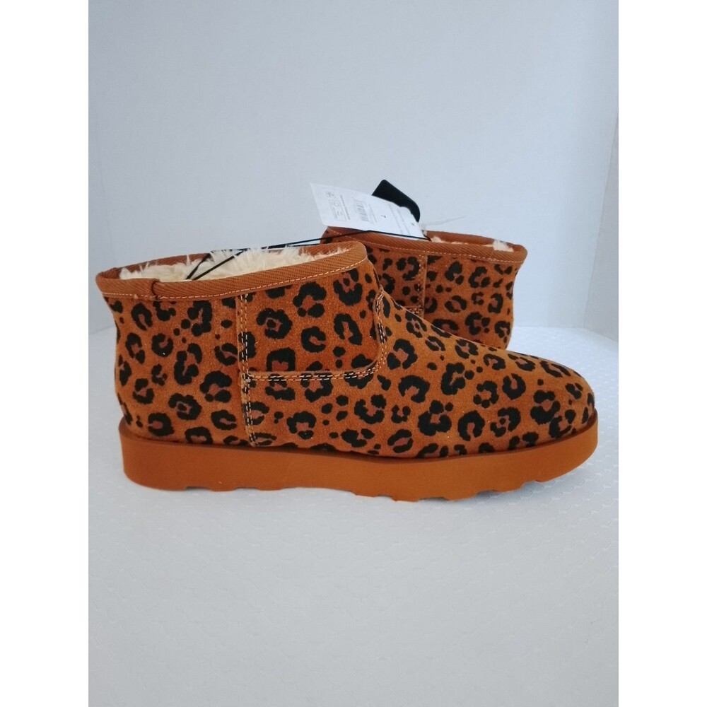 NWT Time and Tru Women's Genuine Suede Leopard Print Ankle Boot Slippers Size 7 - Picture 7 of 13